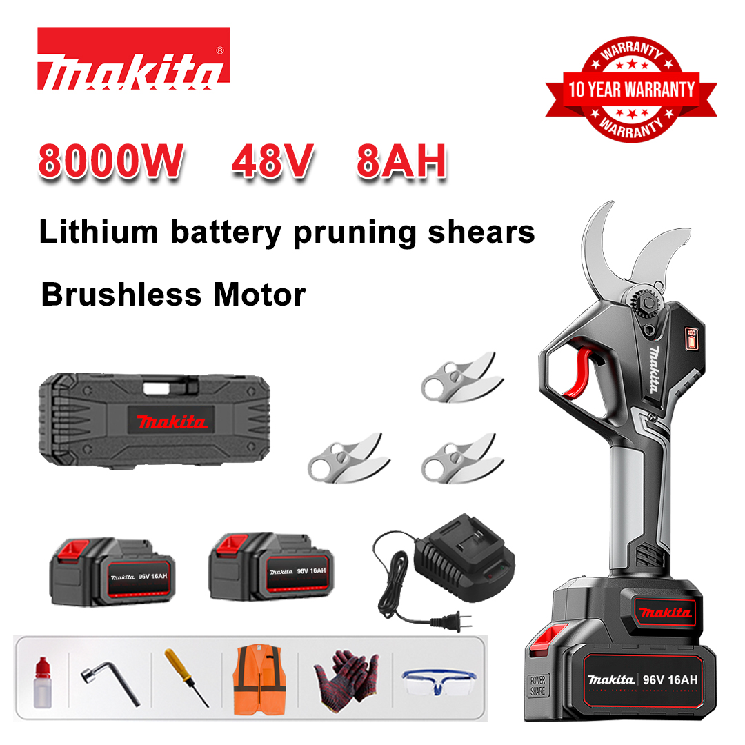 Foarfece de tăiat cu baterie cu litiu fără perii de 8000W + baterie 48V8Ah * 2 + lamă din aliaj sk9 * 3 + încărcător + afișaj LED pentru putere + cutie de scule + ulei lubrifiant + ochelari de protecție + 10 ani garanție