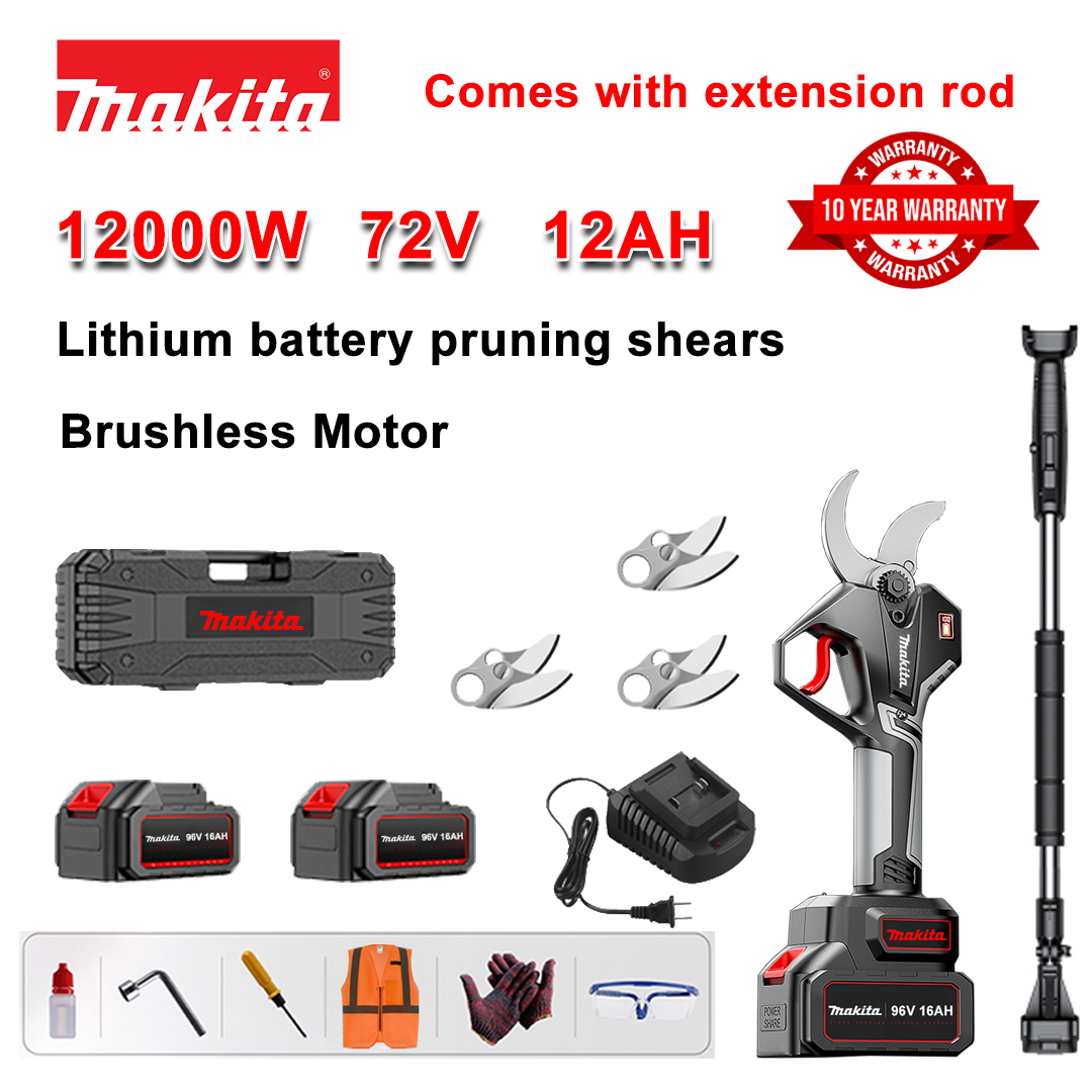 [Tijă de prelungire 1,5 ~ 5m] Foarfece de tăiat cu baterie fără perii cu litiu de 12000W + baterie 78V12Ah*2+lamă din aliaj sk9*3+încărcător+afișaj LED de putere+cutie de scule+ulei lubrifiant+ochelari de protecție+10 ani garanție